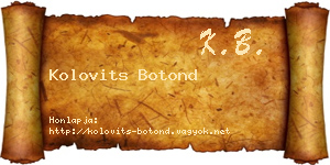 Kolovits Botond névjegykártya